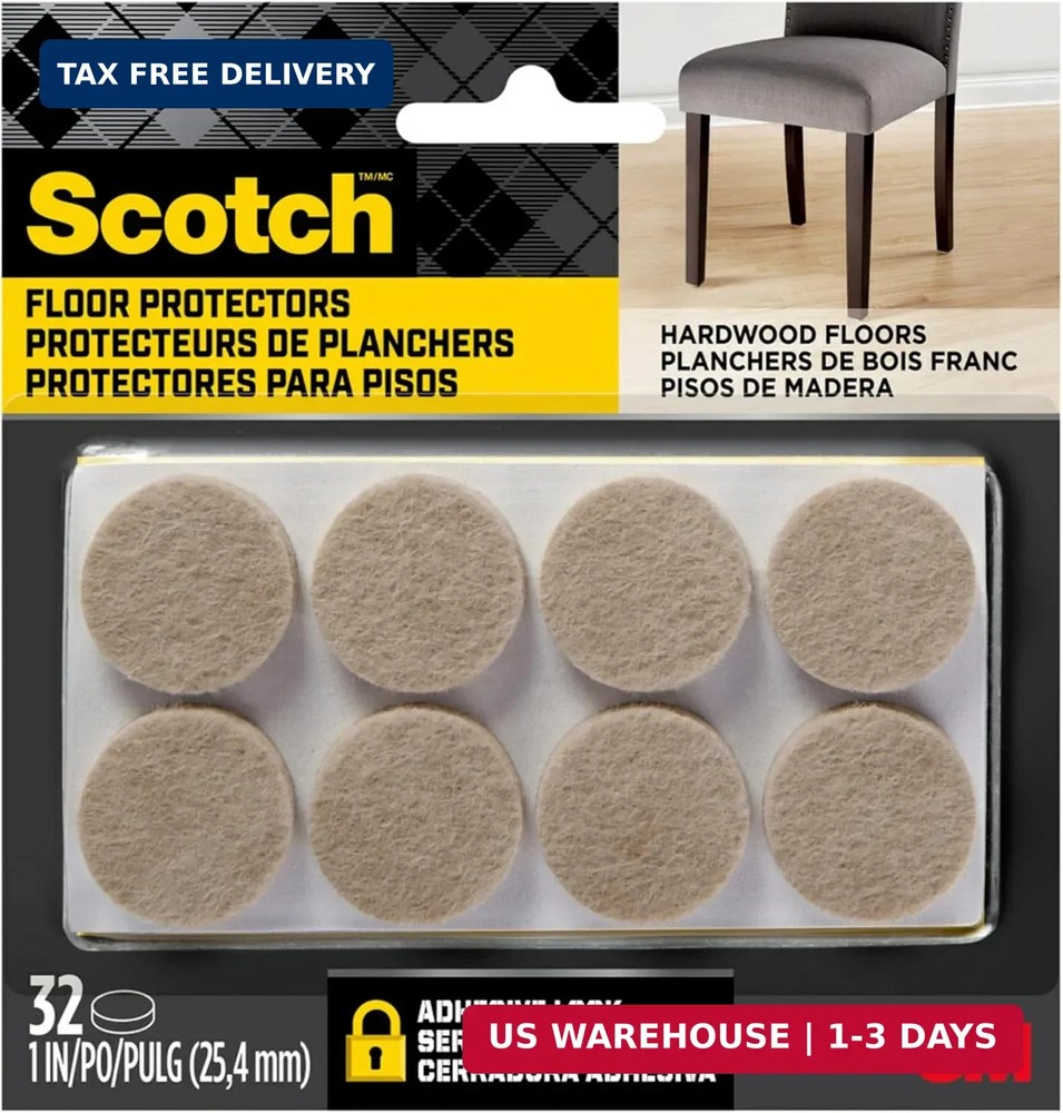 Scotch Felt Pads 32 PCS Beige, Felt Furniture Pads for Protecting Hardwood Floor
