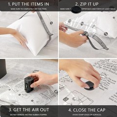 Vacuum Storage Bags Space Saver Compression Bags Reusable with Hand Pump