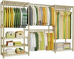E1 Heavy Duty Closet Garment Rack, 6 Tiers Adjustable Metal Freestanding Expa…