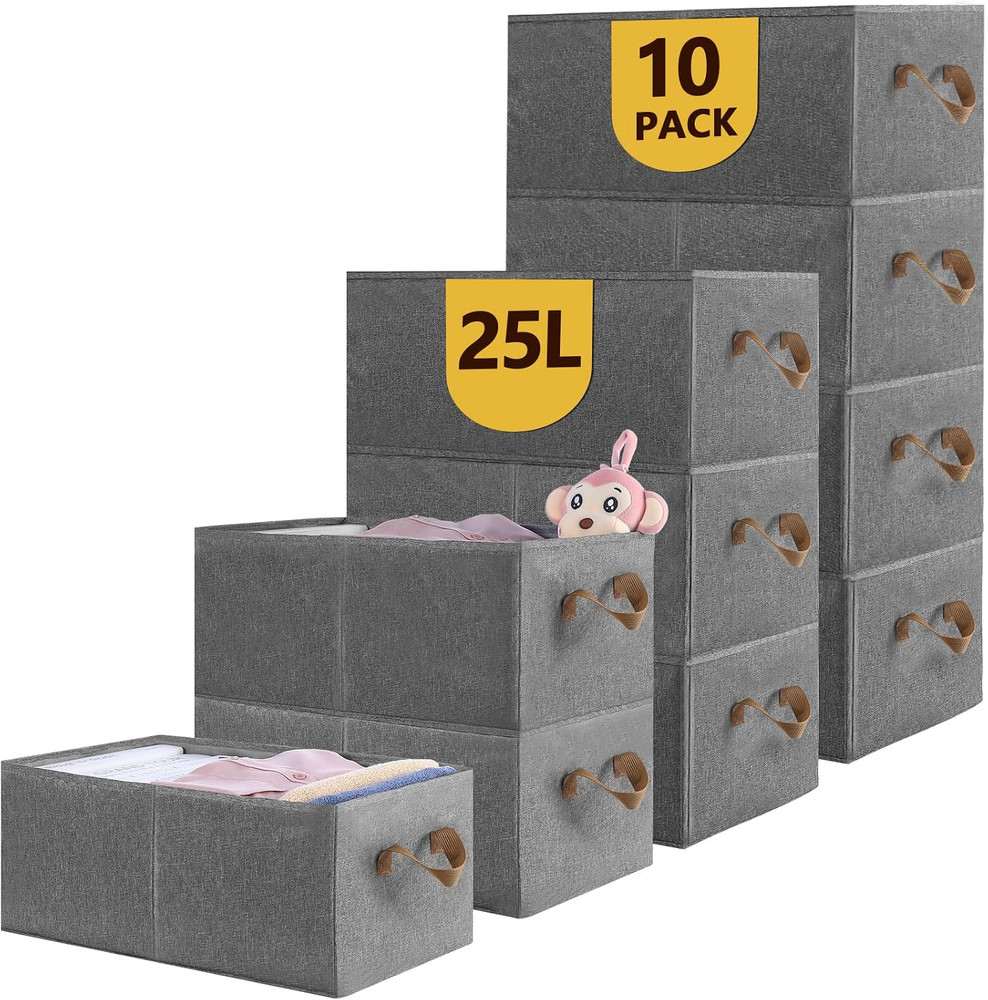 10 Pack Foldable Storage Bins – Large Capacity Closet Organizer System