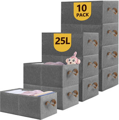 10 Pack Foldable Storage Bins – Large Capacity Closet Organizer System