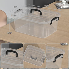 Clear 8L Plastic Storage Box with Handle – 2-Pack Containers with Lids