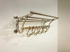 Vintage Wall Mounted Coat Hat Rack with Top Shelf 8 Double Hooks Metal Entryway