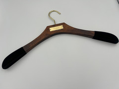 Tom Ford Wooden Luxury Shirt Hanger Walnut Finish Black Velvet Shoulder NEW