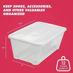 10-Pack Plastic Storage Box, Stackable Shoe Organizer Tote Containers, 6 Lite…
