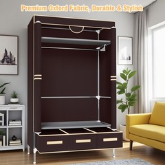 Portable Closet Wardrobe Clothes Rack Storage Organizer Shelf Stand w/ 3 Drawers