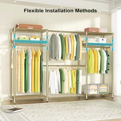 E1 Heavy Duty Closet Garment Rack, 6 Tiers Adjustable Metal Freestanding Expa…