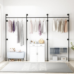 Industrial Pipe Clothing Rack, Heavy Duty Clothes Rack for Hanging Clothes, Wall