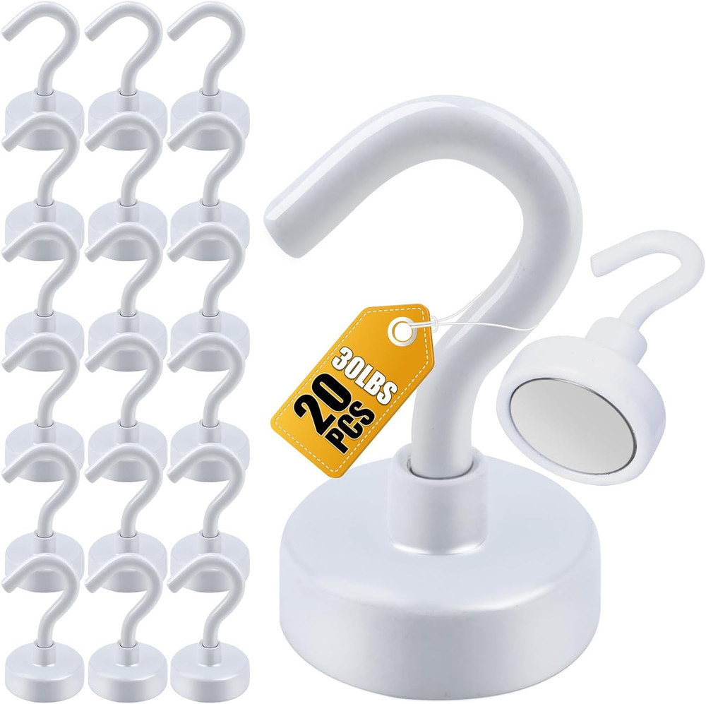 Magnetic Hooks, 30Lbs Strong Heavy Duty Cruise Magnet S-Hook for Hanging 20Pcs
