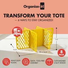 ORGANIZE-IT! 6 Slot Tote Dividers for 27 Gal Storage Containers, Yellow, 8 Pack
