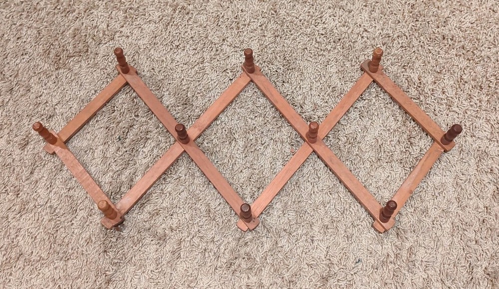 Vintage Wooden Accordion 10 Peg Rack Wall Hook Expands Republic of China