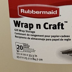 Rubbermaid Wrap N Craft Container Wrapping Paper Organizer Top Storage Clear