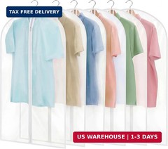 6 Pack Garment Bags 60 * 100cm,40in PEVA Translucent Garment Covers, Suit Storag