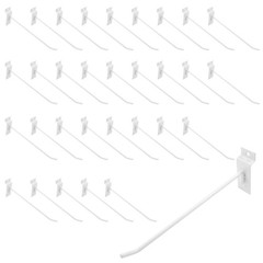 32PCS 8Inch Length White Slatwall Hooks, Metal Slat Wall Display Panel Hooks Hea