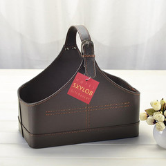 Stylish Coffee Leather Storage Basket – Handmade Organizer for Home & Office