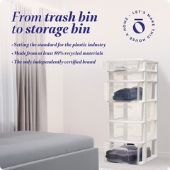 Homz Plastic 6 Clear Drawer Medium Home Storage Container Tower, White Frame