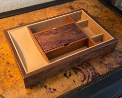 SOLID WOOD DESK OR DRESSER ORGANIZER-VELVET LINED INSERTS-MADE IN ITALY-13″ x 8″