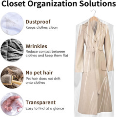 60-Inch Clear Plastic Garment Bags – 20 Pack for Dresses, Coats, and Suits