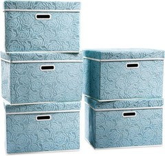 Large Collapsible Storage Bin with Lid 17.7″, Fabric Cube Organizer