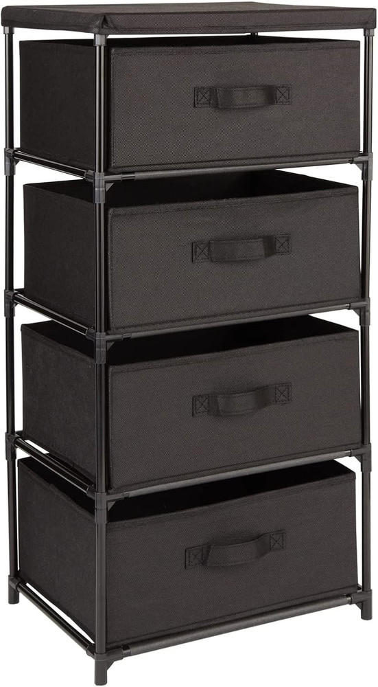 4-Tier Fabric Dresser for Closet – 16.5 X 13 X 33 In, Black – Storage Cabinet wi