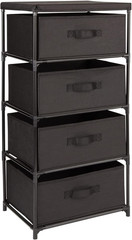 4-Tier Fabric Dresser for Closet – 16.5 X 13 X 33 In, Black – Storage Cabinet wi