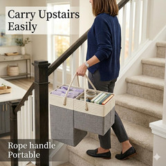 Foldable Stair Basket with Handle for Toys, Clothes & More – Grey