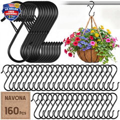 160 Pcs S Hooks Bulk for Hanging Heavy Duty, 3.5 Inch Metal Black S Hook with Sa
