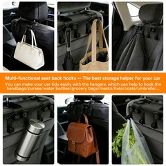 Headrest Hooks for Car Interior Storage 2 Pack Universal Fit for Long Term Use