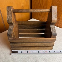 Vintage Wooden Teddy Bear Basket Christmas Storage Caddy Rustic Holiday Decor
