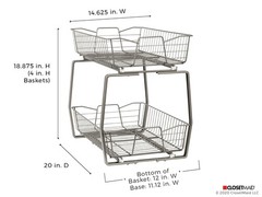 ClosetMaid 14 in. Pull Out Cabinet Organizer, 2 14-Inch Two Tier, Nickel