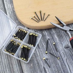90 Pcs Picture Hanging Nails – Steel Pins with Brass Heads, 3 Sizes, Black