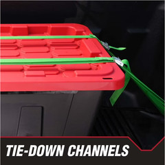 4 Pack Hyper Tough 27 Gallon Storage Bin w/Snap Lid Heavy Duty Black Red