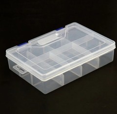 Clear Plastic ContainerBox with Tray- 8Compartments:9×6.25×2.25 in.
