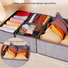 Organizador plegable para ropa interior con divisores 6 compartimentos gris
