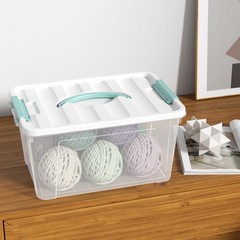 14 Quart Clear Storage Bins with Lid and Green Handle, Storage Latch Box/Bin …