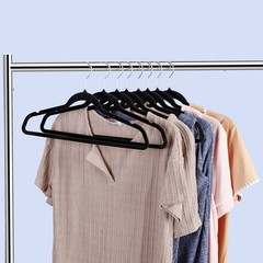 100PCS Velvet Hangers Non-Slip Flocked Clothes Hangers w/ 360° Swivel Hook Black