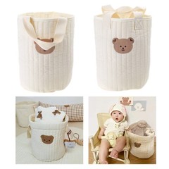 Bear Basket Diaper Bag Large Capacity Cotton Storage Bin for Home Nursery Room