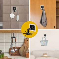 2Pcs 360° Swivel Self Adhesive Kitchen Bathroom Wall Door Hooks