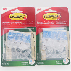 3M Command Damage Free Hanging Clear Light Clips 2 Packs 16 Clips 20 Strips Each