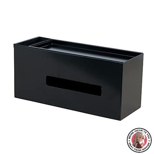NEW COLLEND Tissue Case with Pocket Tray Black 29.5 x 11 x 13.7 cm