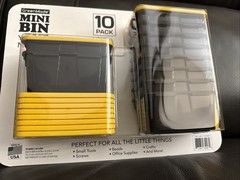 GreenMade Mini Bin 10 Pack Stackable Storage Bins w/ Lid Black Yellow Tiny Tote