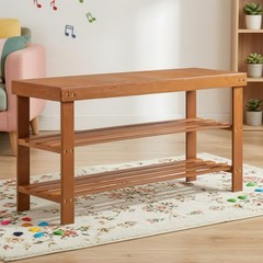 3-Tier Bamboo Shoe Rack Bench – Entryway Mudroom Wooden Storage Shelf Walnut