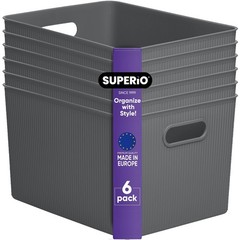 Superio – Basket Open Home Storage Bins Organizer X-Large Grey 6