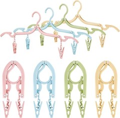 24 Pack Plastic Folding Travel Hangers Durable Slim Stylish Adjustable Clips