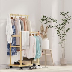 Double Rod Rolling Clothes Rail Clothes Trouser Rack Drying Rack Storage Display