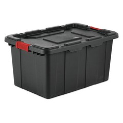 Sterilite 14669004 Storage Tote, Black/Red, Polypropylene, 30 1/2 In L, 20 5/8