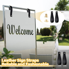4 Pcs Faux Leather Sign Straps for Hanging Sign Faux Leather Curtain Rod Holder