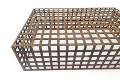 Vintage Industrial Iron Grid Basket Rusty Wire Metal Storage Crate Primitive 12”