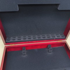Cutlery Canteen Case Empty Wooden Flatware Box Dark Red With Blue Lining Storage