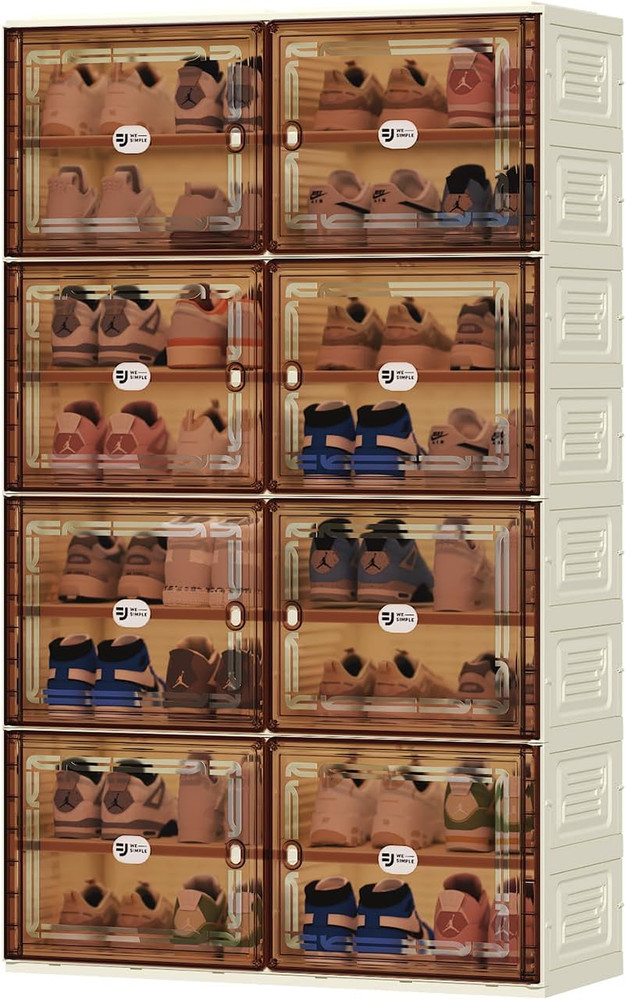 40 Pairs Shoes Storage Cabinet of 3-Step Fast Installation,Plastic Shoe Rack wit
